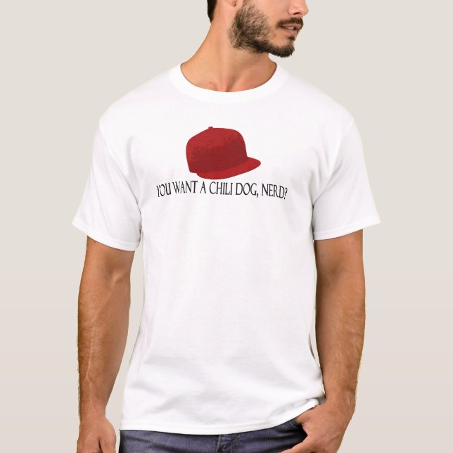 Du önskar en chilihund, nerd? t-shirt (Framsida)