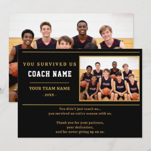 Du överlevde oss Coach Rolig Foto Tack Kort