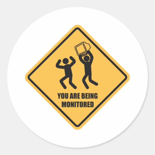 Du övervakas runt klistermärke (Framsida)