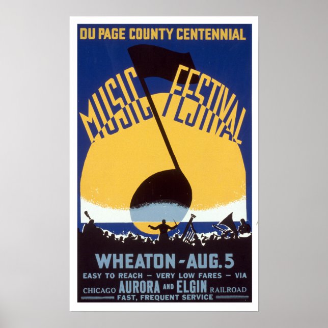 Du Page County Centennial Music Festival WPA Poster (Framsidan)