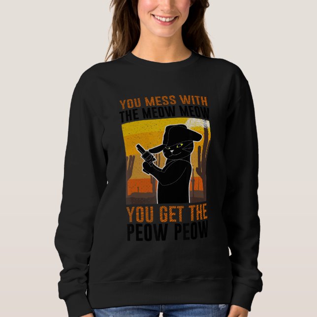 Du pillar med Meow får du Peow   Katt Pew Pew T Shirt (Framsida)