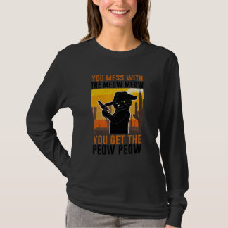 Du pillar med Meow så får du Peow   Katt Pew Pew T Shirt
