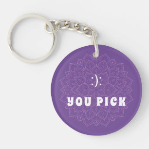 Du Plocka Emoticon Lila Mandala Keychain