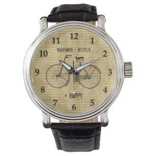 Du Plus Cycle är lika med Lycklig Antique Bike Gul Armbandsur