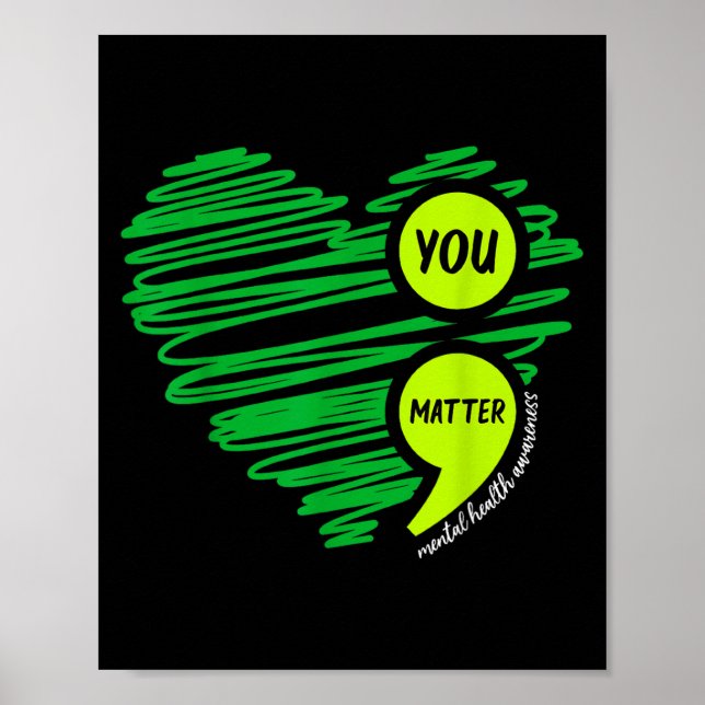Du Psykisk Hälsa Medvetenhet Grön Självmordspreven Poster (Framsidan)