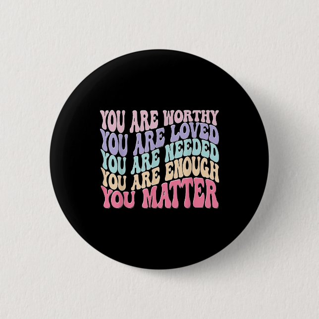 Du - Retro Groovy Mental Health Awareness Self Knapp (Framsida)