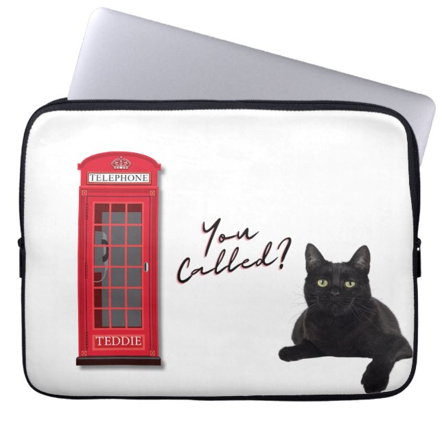 'Du ringde?' Anpassningsbar London Katt Röda Telef Laptop Fodral (Framsidan)