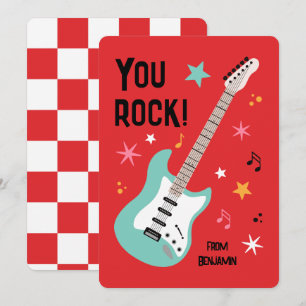 Du rockar gitarr klassrums valentin dag kort