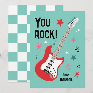 Du rockar gitarr klassrums valentin dag kort