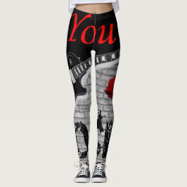du rockar svarta röda leggings