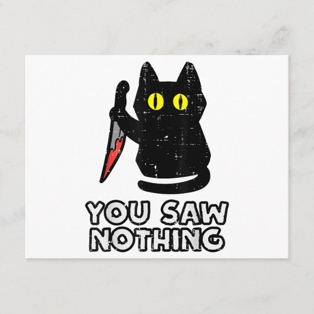 Du såg inget svart Cat Funny Halloween Tilläggskort (Framsida)
