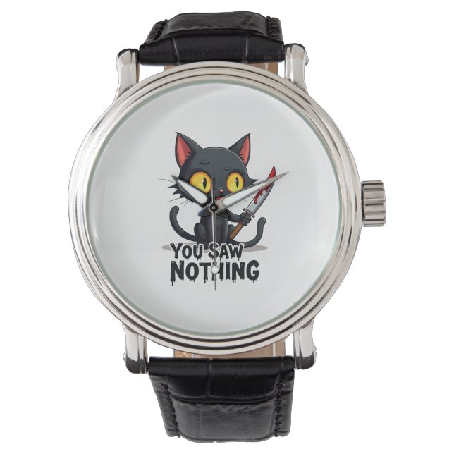 Du Såg Inget Svart Katt Roligt Halloween Armbandsur (Framsida)