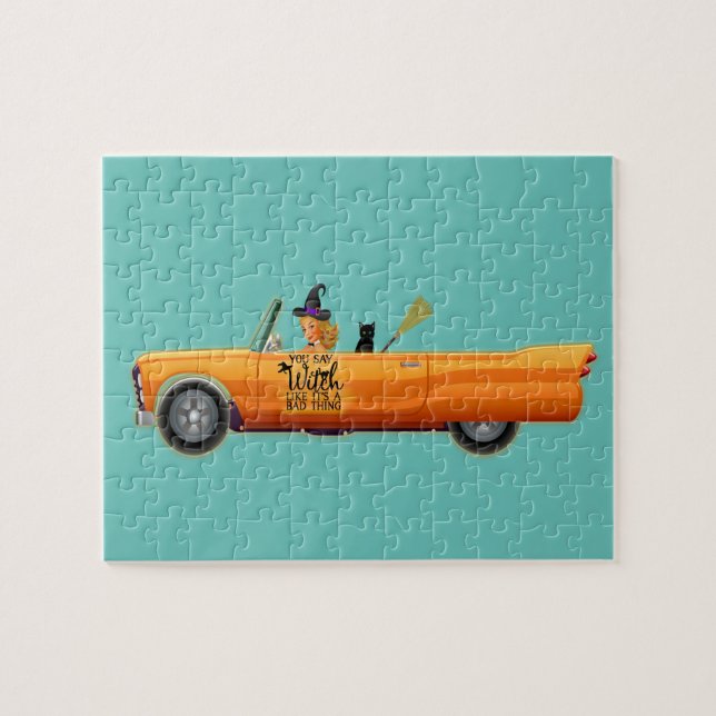 Du säger häxa som sak Halloween humor Pussel (Horisontell)