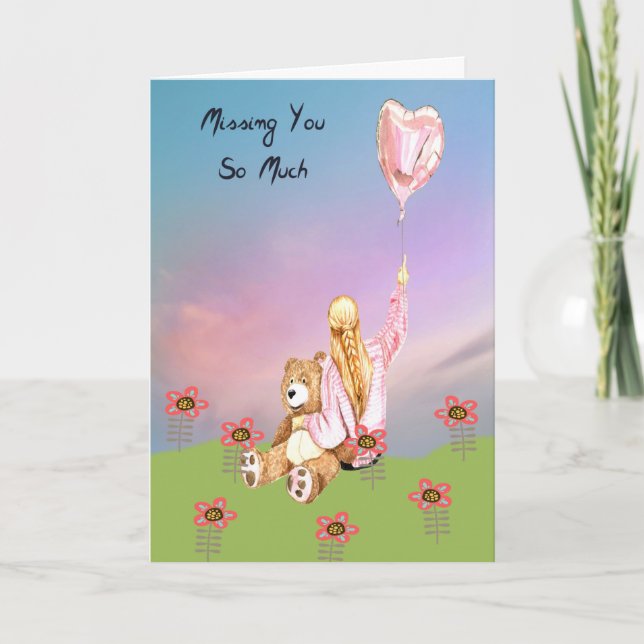 Du saknar Romantik Card-flicka och stoppat björn Kort (Framsida)