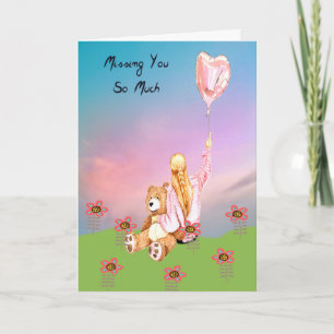 Du saknar Romantik Card-flicka och stoppat björn Kort