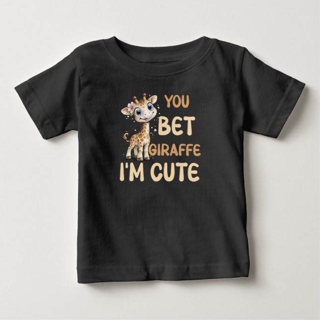 Du Satsa Giraff Jag Är Söt Barn T Shirt (Framsida)