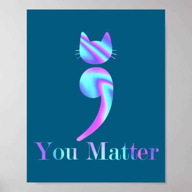Du semikolon katt självmord medvetenhet om psykisk poster (Framsidan)