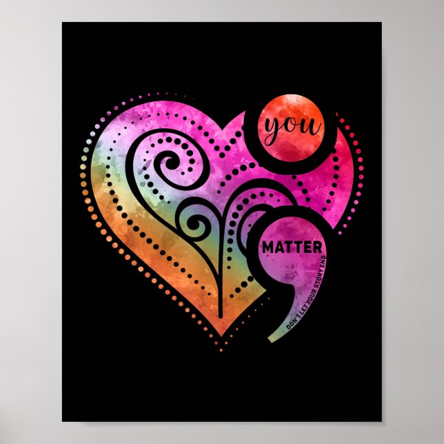 Du Semiolon Heart Mental Health Awareness Poster (Framsidan)