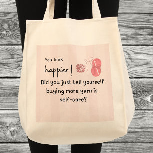 Du ser lyckligare ut! Funny Yarn Tygkasse
