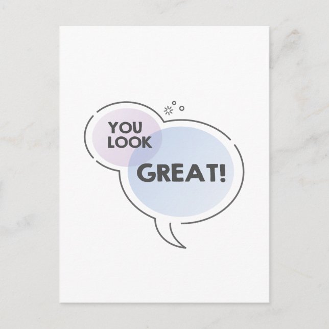 Du ser underbart ut som textmeddelande i molnet i  vykort (Framsida)