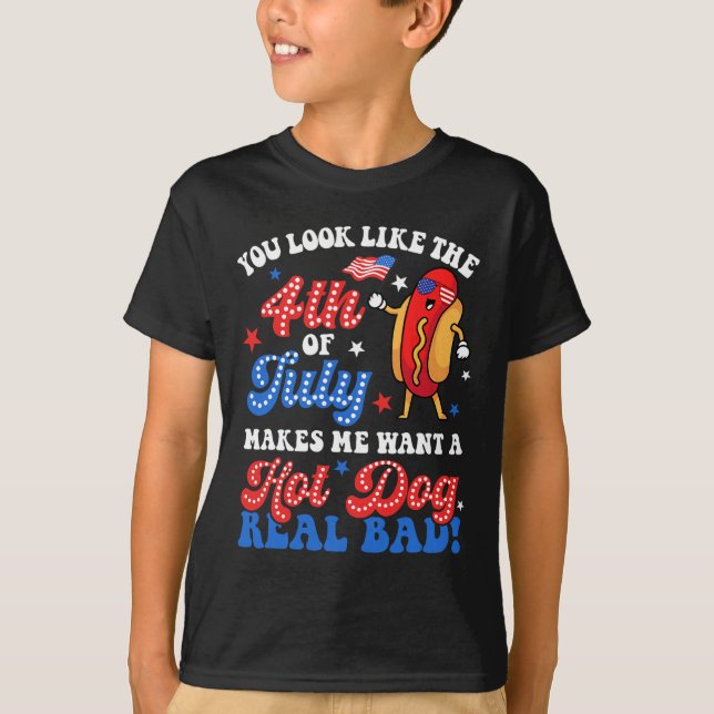 Du ser ut som den 4 juli Hett Hund Real D Ameri T Shirt (Framsida)