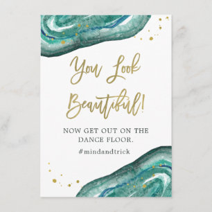 Du ser vacker Teal Geode och Guld Bröllop Inbjudningar