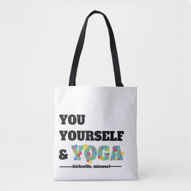 Du själv och Yoga Blommigt Tote Bag Tygkasse (Framsida)