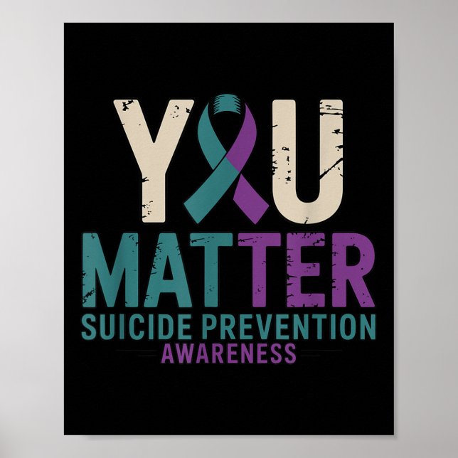Du självmordsförebyggande medvetanderibbon  poster (Framsidan)