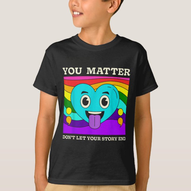 Du självmordsförebyggande medvetenhet regnbåge hjä t shirt (Framsida)