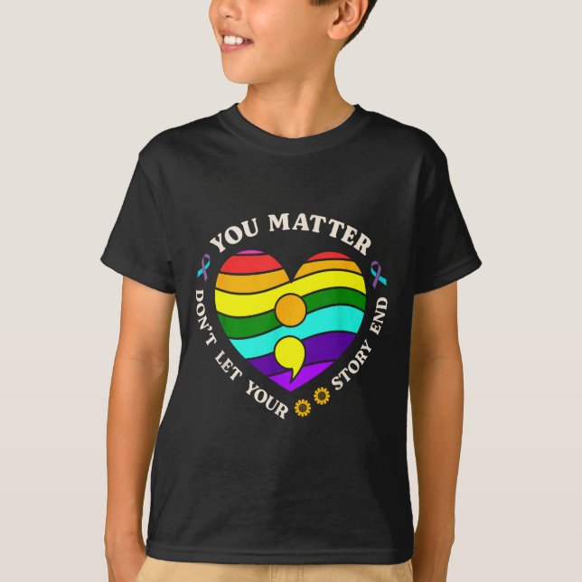 Du självmordsförebyggande medvetenhet regnbåge hjä t shirt (Framsida)