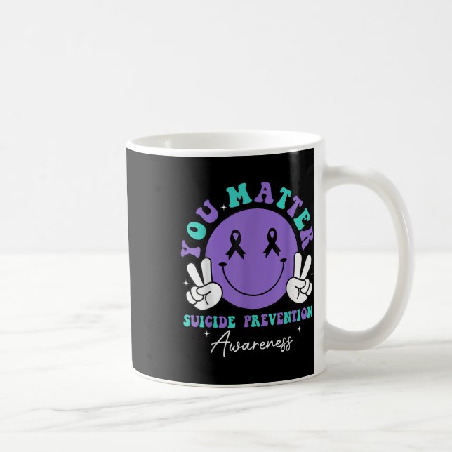 Du självmordsförebyggande medvetenhetsband kvinnor kaffemugg (Höger)