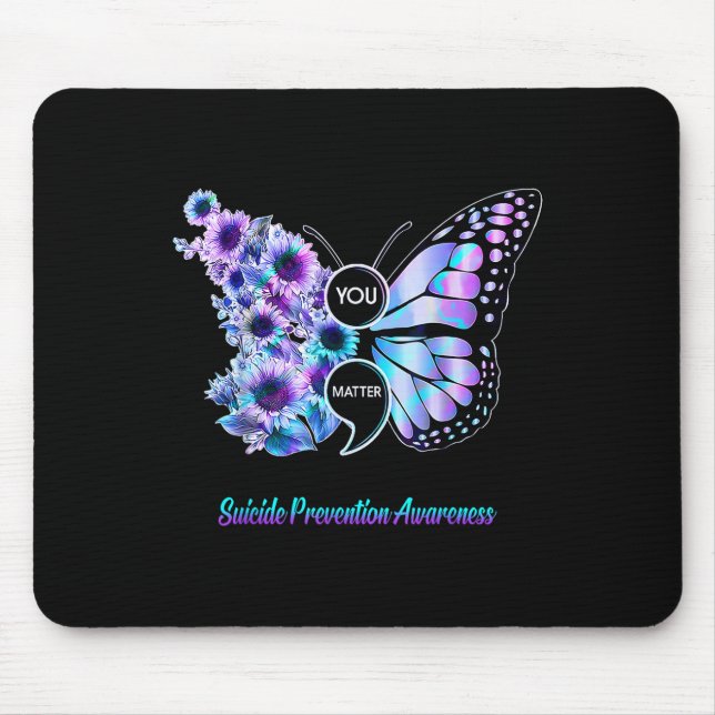 Du Självmordsförebyggande Semicolon Butterfly Musmatta (Framsidan)