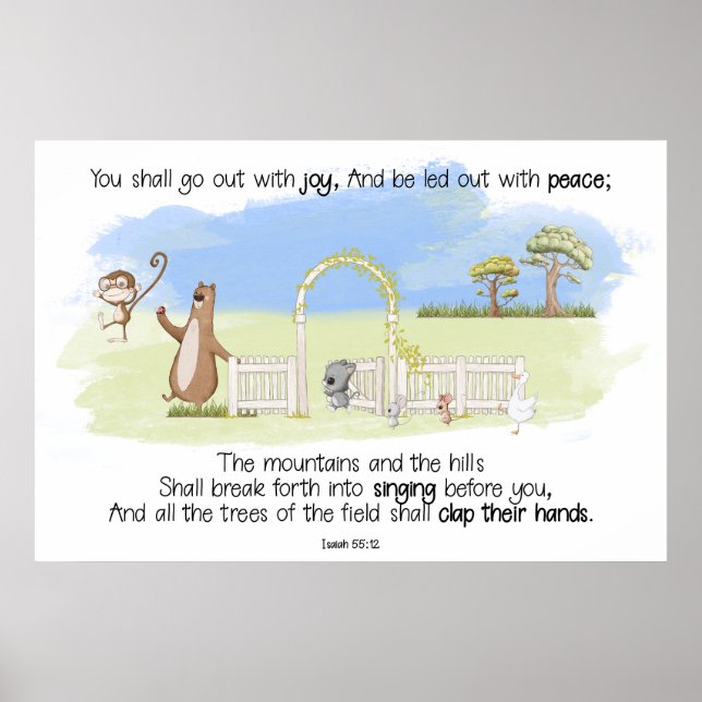 Du ska gå ut med Joy Isaiah 55:12 Poster (Framsidan)