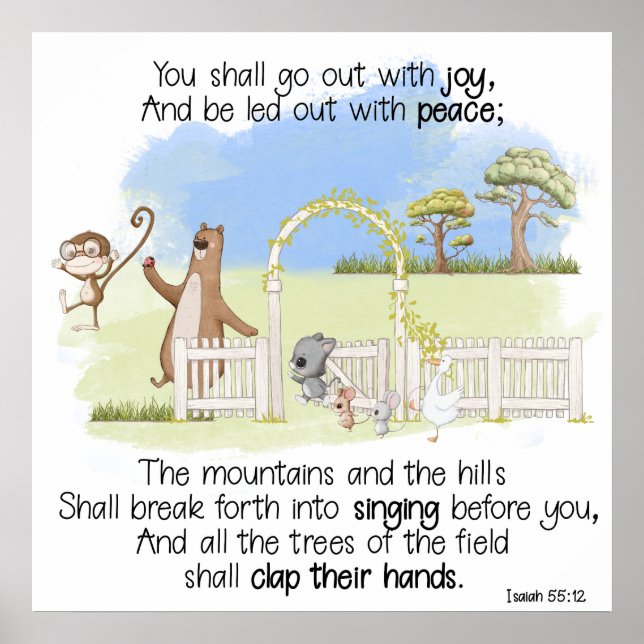 Du ska gå ut med Joy Isaiah 55:12 Poster (Framsidan)