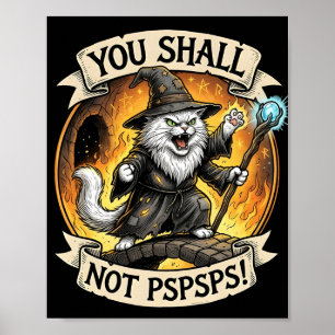 Du Skall Inte PSPSPS Rolig Trollkarlskatt Fantasi Poster