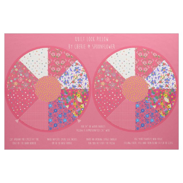 Du skär och syr Quiltad Rund Kudd Kit Tyg (Fat Quarter)