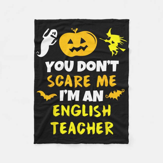 Du Skrämmer mig inte engelsklärare Halloween Manar Fleecefilt (Framsidan)