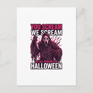 Du skriker vi Halloween Ghostface Blodig kniv Vykort