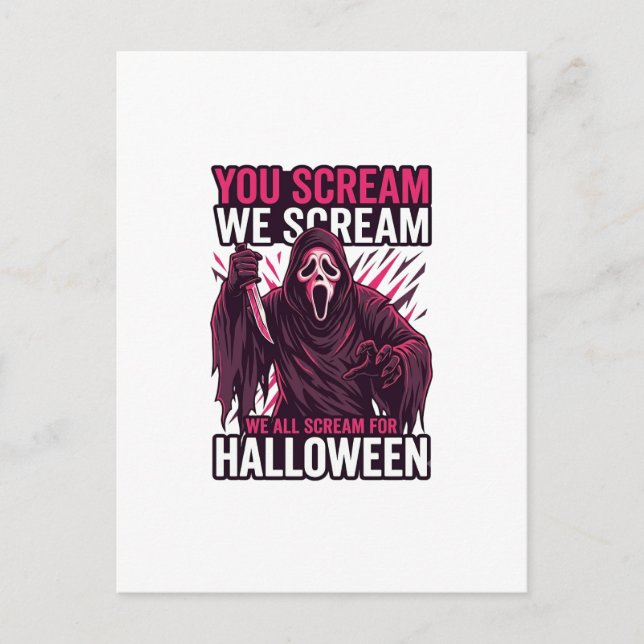 Du skriker vi Halloween Ghostface Blodig kniv Vykort (Framsida)