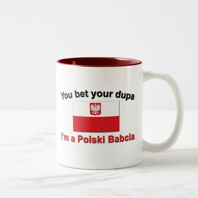 Du slå vad din Dupa… Babcia Två-Tonad Mugg (Höger)