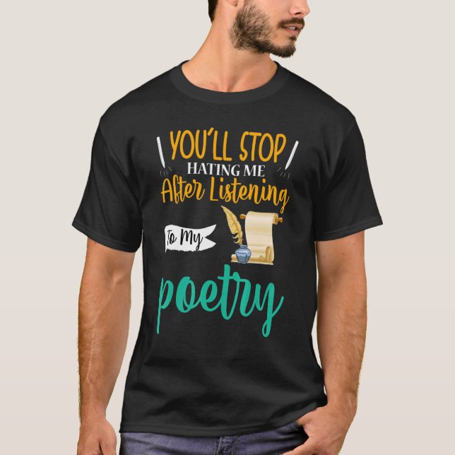 Du slutar hata mig poet Poetry T Shirt (Framsida)
