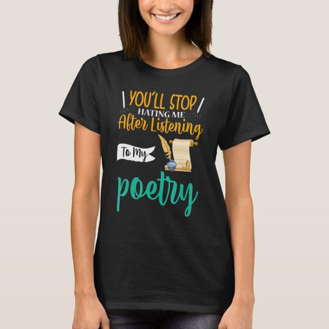 Du slutar hata mig poet Poetry T Shirt (Framsida)