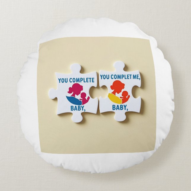 Du slutför mig, Baby' Pussel Biet Rund Kudde (Framsidan)