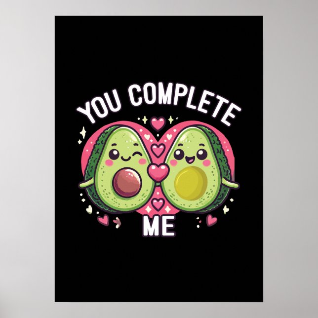 Du slutför mig - Cute Avocado Couple Poster (Framsidan)