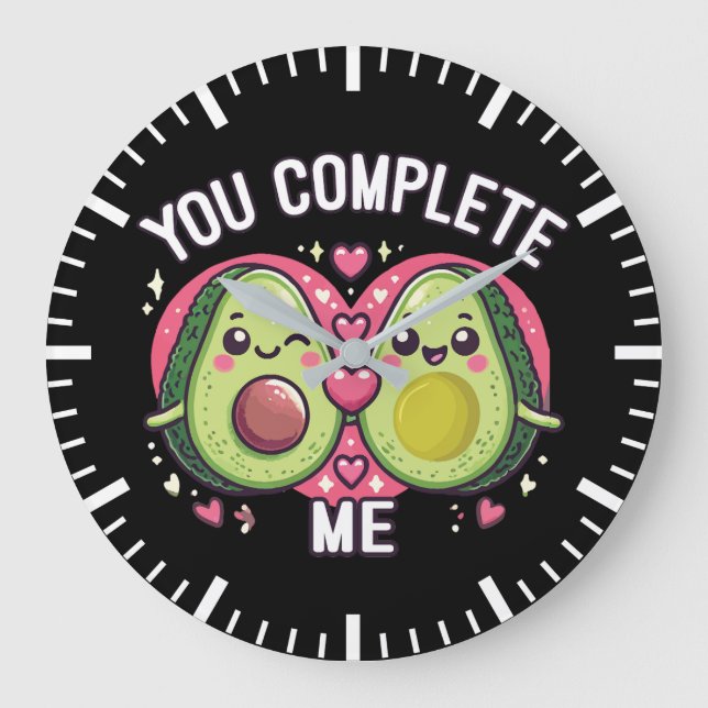 Du slutför mig - Cute Avocado Couple Stor Klocka (Framsida)