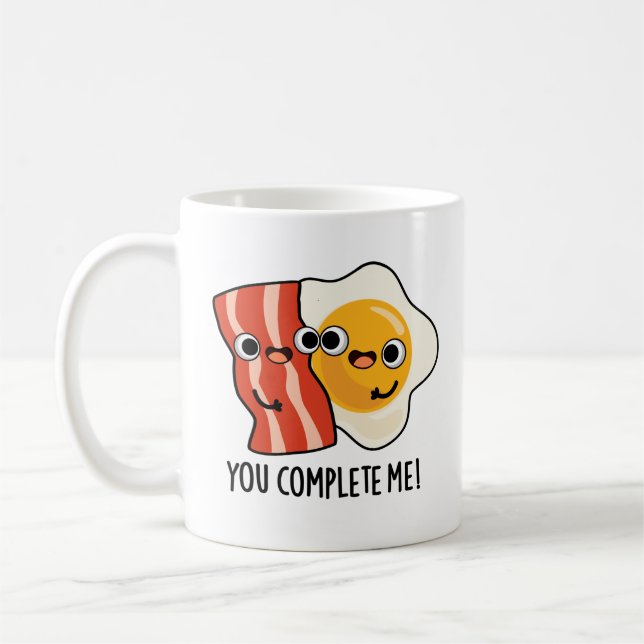 Du slutför mig Funny Bacon Egg Pun Kaffemugg (Vänster)