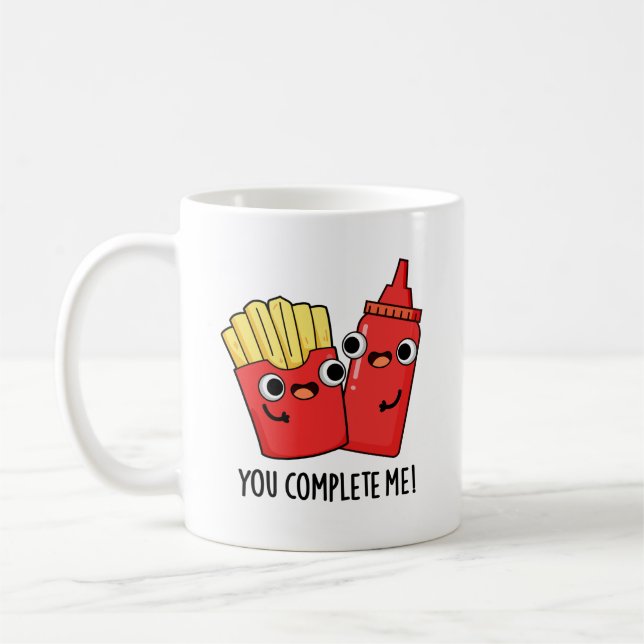 Du slutför mig Funny Fries Ketchup Pun Kaffemugg (Vänster)