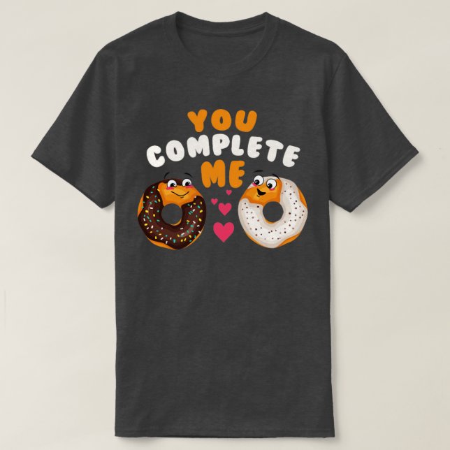 Du slutför mig Kärlek donut par Valentines day T Shirt (Design framsida)