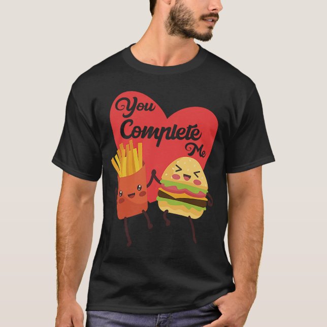 Du slutför mig Mat Alla hjärtans dag Hamburger Fri T Shirt (Framsida)