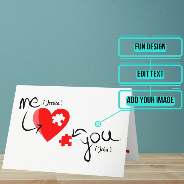 "Du slutför mig" Valentines day Kort (Want to send your Valentine a card that is unique to only the two of you? This is the card for you!)